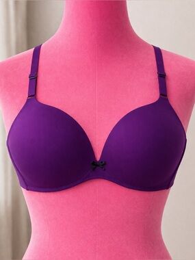 Cacique Purple Lace On Back Simply Wire Free Bra Women's Size 44DD